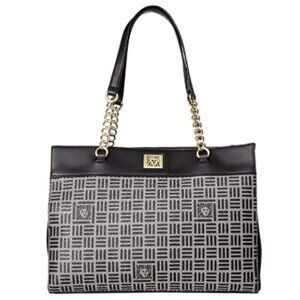 Anne Klein Womens Lion Logo Chain Tote Triple Compartment